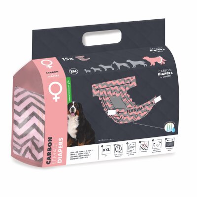 M-Pets Karbonlu Diapers Dişi Köpek Külotu Xxl 15 Adet