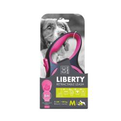 M-Pets Liberty Pembe Otomatik Şerit Köpek Gezdirme Tasması 5 Mt M - 2