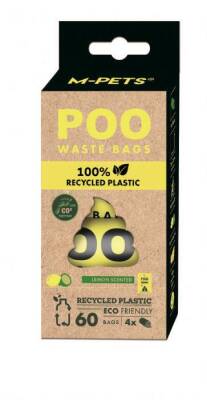 M-Pets Poo %100 Recycled Dışkı Poşeti Limon Kokulu 4x15 Yaprak - 1