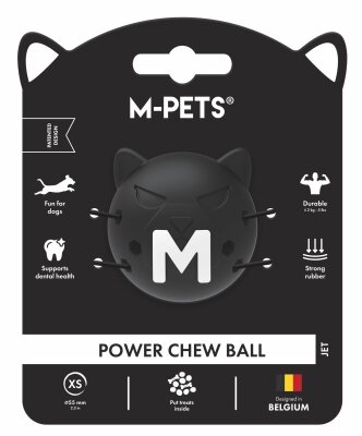 M-Pets Power Chew Ball Siyah Kauçuk Top Köpek Oyuncağı XS