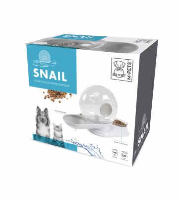 M-Pets Snail Hazneli Kedi ve Köpekler İçin Beyaz Su ve Mama Kabı 2800 Ml