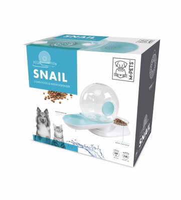 M-Pets Snail Hazneli Kedi ve Köpekler İçin Mavi Su ve Mama Kabı 2800 Ml
