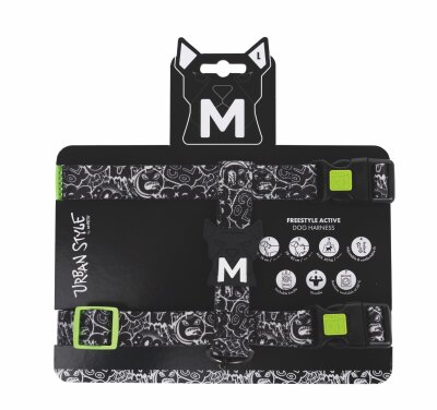 M-Pets Urban Style Black/White Active Köpek Göğüs Tasması L
