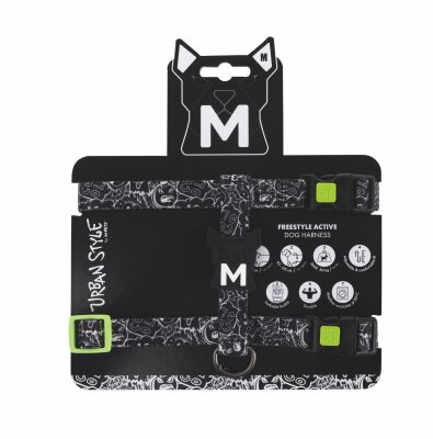 M-Pets Urban Style Black/White Active Köpek Göğüs Tasması M