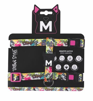 M-Pets Urban Style Graffiti Active Köpek Göğüs Tasması M
