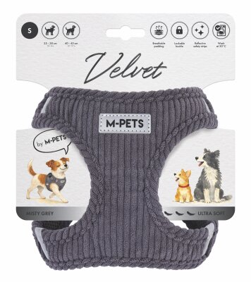 M-Pets Velvet Dog Gri Köpek Göğüs Tasması S