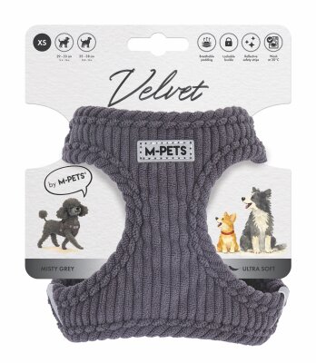 M-Pets Velvet Dog Gri Köpek Göğüs Tasması Xs