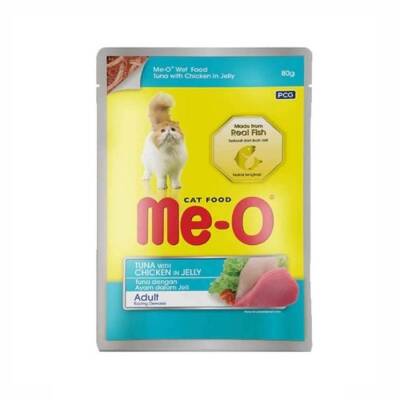 Me-O Pouch Jelly Ton Balıklı ve Tavuklu Yetişkin Kedi Konservesi 80 Gr - 1
