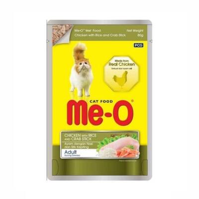 Me-O Pouch Tavuk, Pirinç ve Yengeçli Yetişkin Kedi Konservesi 80 Gr - 1