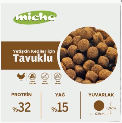 Micho Tavuklu Hamsili Yetişkin Kedi Maması 15 kg - 3