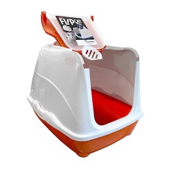 Moderna Flip Cat Filtreli Kapalı Kedi Tuvaleti Turuncu 39x39x50 Cm - Moderna