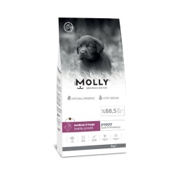 Molly Düşük Tahıllı Hypoallergenic Kuzulu ve Yaban Mersinli Orta ve Büyük Irk Yavru Köpek Maması 2 Kg - Molly