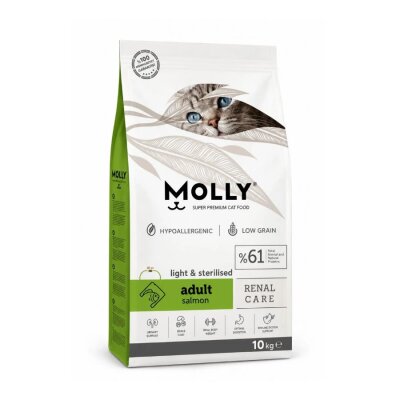 Molly Düşük Tahıllı Hypoallergenic Somonlu Light Kısırlaştırılmış Yetişkin Kedi Maması 10 Kg