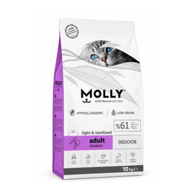 Molly Düşük Tahıllı Hypoallergenic Tavuklu Light Kısırlaştırılmış Yetişkin Kedi Maması 10 Kg
