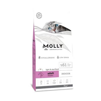 Molly Düşük Tahıllı Hypoallergenic Tavuklu Light Kısırlaştırılmış Yetişkin Kedi Maması 15 Kg - 1