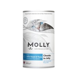 Molly Jöle İçinde Parça Alabalık ve Ton Balıklı Yetişkin Kedi Konservesi 400 Gr - Molly