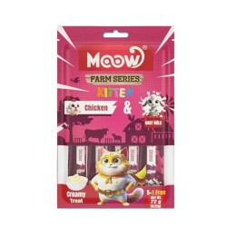 Moow Creamy Tavuklu ve Keçi Sütlü Sıvı Krema Yavru Kedi Ödülü 6x12 gr - Moow