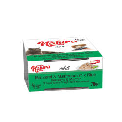Natura Et Suyunda Mantarlı ve Uskumrulu Yetişkin Kedi Konservesi 70 gr - Natura