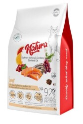 Natura Premium Somonlu Yaban Mersinli Düşük Tahıllı Kısırlaştırılmış Yetişkin Kedi Maması 2 kg - Natura