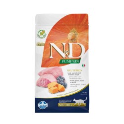 N&D Balkabaklı Tahılsız Kuzu Etli Yaban Mersinli Kısırlaştırılmış Kedi Maması 1,5 kg - N&D