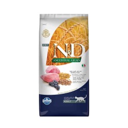 N&D Düşük Tahıllı Kuzu Etli Yaban Mersinli Yetişkin Kedi Maması 5 kg - N&D