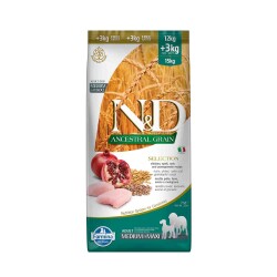 N&D Düşük Tahıllı Tavuk Narlı Orta ve Büyük Irk Köpek Maması 12 kg + 3 kg - N&D