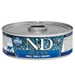 N&D Ocean Levrek ve Mürekkep Balıklı Karidesli Yetişkin Kedi Konservesi 80 gr - N&D