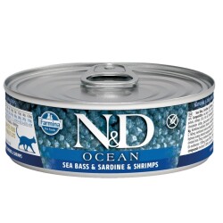 N&D Ocean Levrek ve Sardalyalı Karidesli Yetişkin Kedi Konservesi 80 gr - N&D