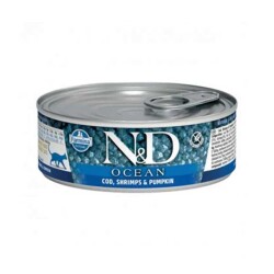N&D Ocean Morina Balıklı Karidesli Balkabaklı Yetişkin Kedi Konservesi 80 gr - N&D