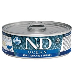 N&D Ocean Ton ve Morina Balıklı Karidesli Yetişkin Kedi Konservesi 80 gr - 2