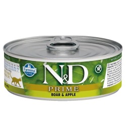 N&D Prime Tahılsız Yaban Domuzlu ve Elmalı Yetişkin Kedi Konservesi 80 gr - N&D