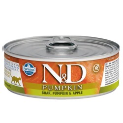 N&D Pumpkin Balkabaklı Tahılsız Domuzlu ve Elmalı Kedi Konservesi 80 gr - N&D