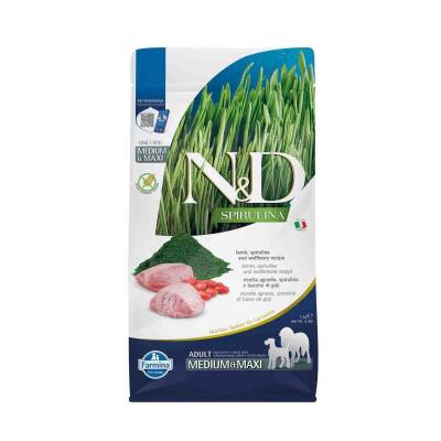 N&D Spirulina Takviyeli Tahılsız Kuzulu Orta ve Büyük Irk Yetişkin Köpek Maması 2 kg - 1