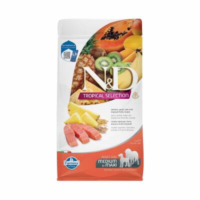 N&D Tropical Selection Düşük Tahıllı Somonlu ve Tropikal Meyveli Orta ve Büyük Irk Yetişkin Köpek Maması 2 kg - 1