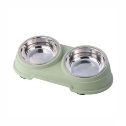 Nunbell Melamin Çelik Kedi ve Köpek Mama Kabı İkili 0.4 ml - 2