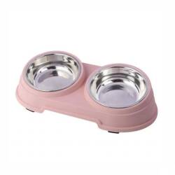 Nunbell Melamin Çelik Kedi ve Köpek Mama Kabı İkili 0.4 ml - 1