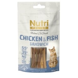 Nutri Feline Tahılsız Tavuklu ve Balıklı Sandviç Kedi Ödülü 50 gr - Nutri Feline