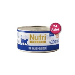 Nutri Feline Ton Balıklı ve Karidesli Tahılsız Yetişkin Kedi Konservesi 70 gr ( 24 Al 20 Öde ) - Nutri Feline