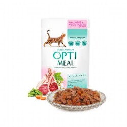 Optimeal Kuzu Etli Sebzeli Yetişkin Kedi Yaş Maması 85 gr - Optimeal