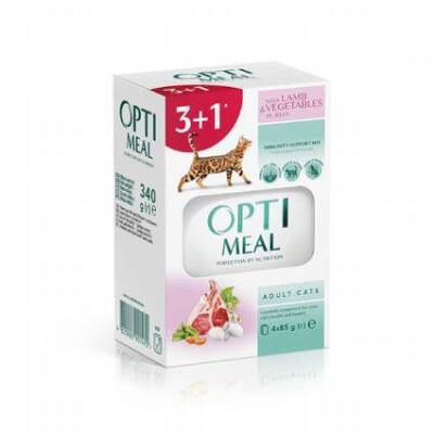 Optimeal Kuzu Etli Sebzeli Yetişkin Kedi Yaş Maması 85 gr (4 AL 3 ÖDE) - 1