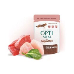 Optimeal Super Premium Tavuklu Ispanaklı Tahılsız Yetişkin Kedi Yaş Maması 85 gr - Optimeal