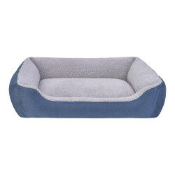 Pet Comfort Bravo Duo Köpek Yatağı Mavi/Gri Peluş L 90x70cm - Pet Comfort