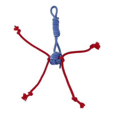 Pet Comfort İpli Kedi Oyuncağı, 100% Pamuk, Gri-Kırmızı 25cm - 1