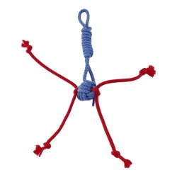 Pet Comfort İpli Kedi Oyuncağı, 100% Pamuk, Gri-Kırmızı 25cm - Pet Comfort