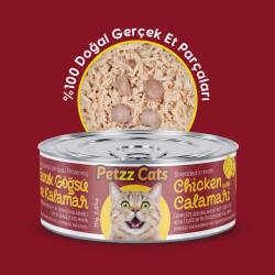PetzzCats Tavuk & Kalamar Konserve Kedi Maması 85 Gr - PetzzCats