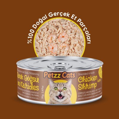 PetzzCats Tavuk & Karides Konserve Kedi Maması 85 Gr 24 Adet