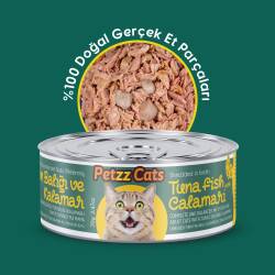 PetzzCats Ton Balığı & Kalamar Konserve Kedi Maması 85 Gr 12 Adet - PetzzCats