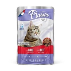 Plaisir Pouch Sığır Etli ve Hindili Kısırlaştırılmış Yetişkin Kedi Konservesi 100 gr - Plaisir