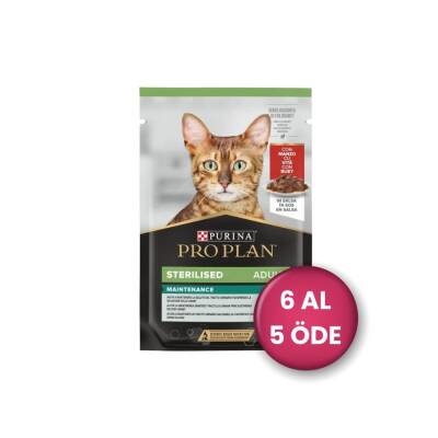 Pro Plan Pouch Sos İçinde Sığır Etli Kısırlaştırılmış Kedi Konservesi 85 gr (6 AL 5 ÖDE) - 1