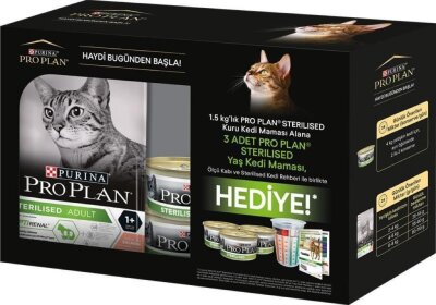 Pro Plan Sterilised Kısırlaştırılmış Kediler İçin Somonlu Kedi Maması 1,5 kg + Adet Konserve Hediyeli Paket - 2